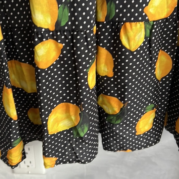 ESTELLE Print Limonata Tie Waist Cotton Blend Dress, 3X - Picture 10 of 12